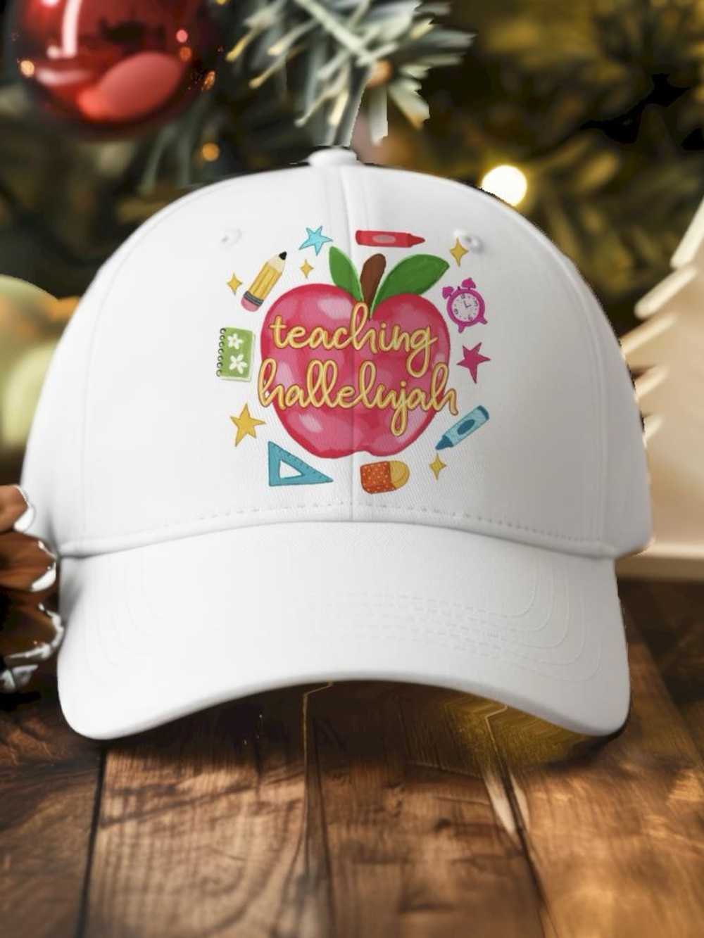 Teaching Hallelujah White Baseball Cap for Teachers